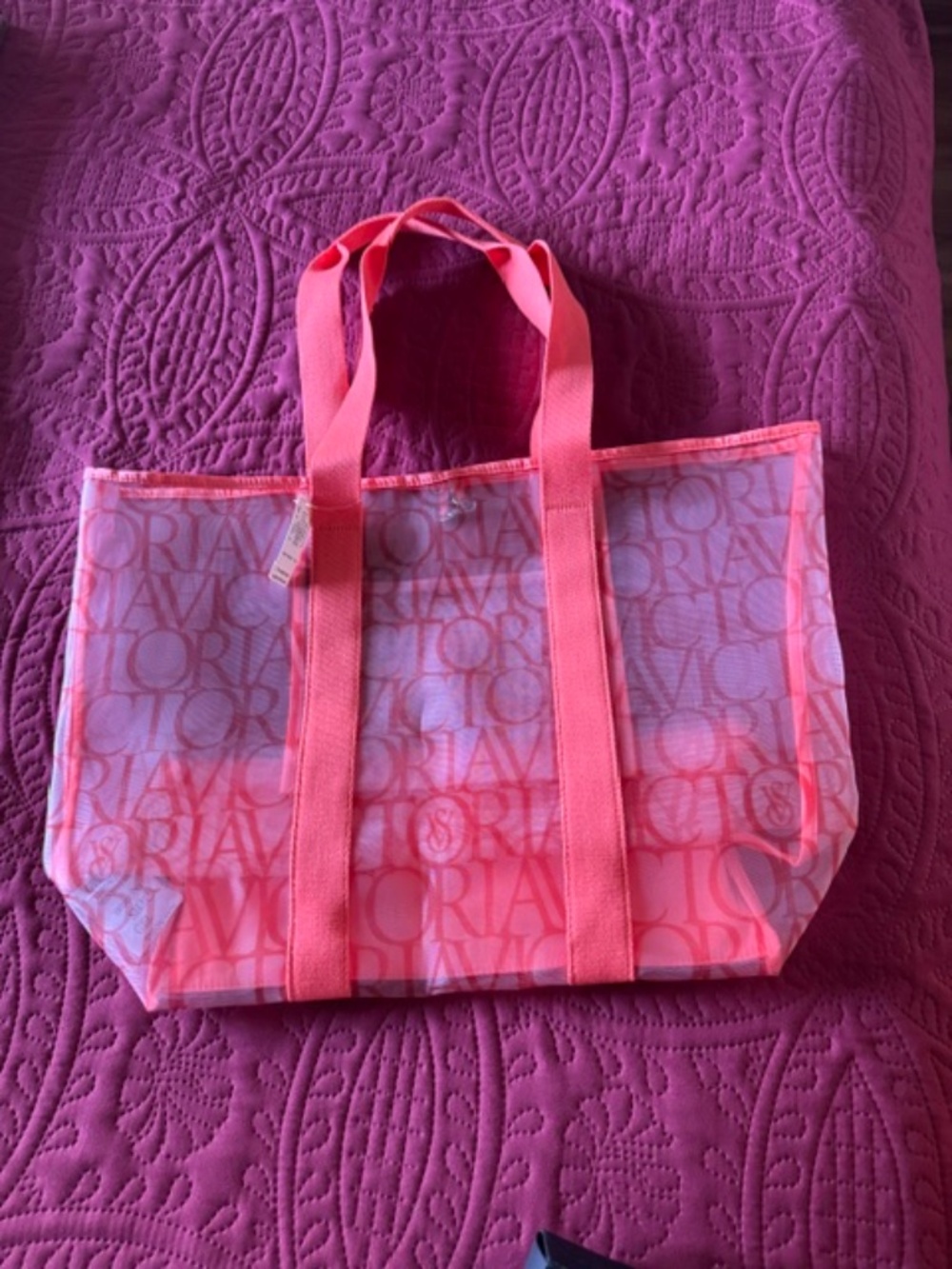 Beautiful Victoria Secret tote bag, orange, NEW,